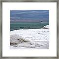 Sheboygan Icescape - Lake Michigan From North Point Park And Breakwater Point Lighthouse Framed Print