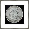 Silver Coins Ben Franklin Half Dollar Face Framed Print