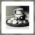 Silver Tone Still Life With Onions Framed Print