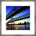 Walking To New Orleans - Crescent City Connection Bridge, New Orleans, La Framed Print