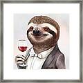 Sloth Having Drink Portrait Framed Print