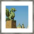 Slovenia, Ljubljana, Dragon Bridge Framed Print