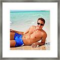 Smiling Man At The Beach Framed Print