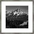 Snake River View Grand Tetons Black And White Framed Print