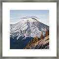 Snow Covered Mt. Shasta Glowing Framed Print