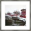 Snow Covered Tugboats Framed Print