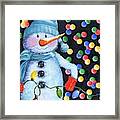 Snowie With Twinkling Lights Framed Print