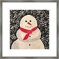 Snowman With Red Scarf Framed Print