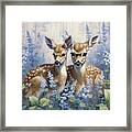 Snuggling In The Lupines Framed Print