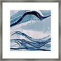 Soft Blue Organic Lines Ocean Marble Contemporary Abstract Art I Framed Print