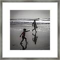 Son And Dad, Ocean Beach Framed Print