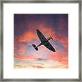 Spitfire Flying At Sunset Framed Print