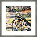 Squid Banana Woman Floating In Space Framed Print