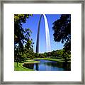 St Louis Gateway Arch Water Trees Framed Print