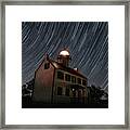 Star Trails Over East Point Lighthouse Framed Print