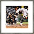 Starling Marte And Buster Posey Framed Print