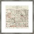 State Of North Dakota Vintage Map 1889 Framed Print