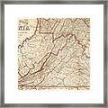 State Of Virginia Vintage Map 1863 Framed Print