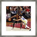 Stephen Curry And Jeff Green Framed Print