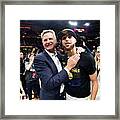 Stephen Curry And Steve Kerr Framed Print