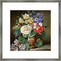 Still Life Of Flowers With Daffodils By Franz Xaver Andreas Petter Framed Print