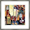 Still Life With Wine And Flowers For Two Take 2 Framed Print
