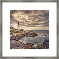 Stormy Afternoon  At Portland Head Light Framed Print