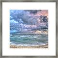 Stormy Beach Sunrise Framed Print