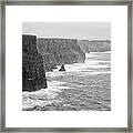 Stormy Moody Cliffs Of Moher County Clare Ireland Black And White Framed Print