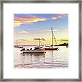 Stunning Sunset With Wooden Boats Framed Print