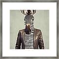 Style Vintage Graphic Concept Clothes Zebra Human Clothing Stripes Print Nobody Montage Mammal Fur Glamour Character Transformation People Grey Fashion Dress Creative Anthropomorphism Lady Funny Framed Print