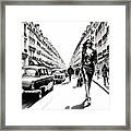 Stylish Lady Walking In Street Framed Print