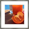 Summer Dream, Fresh Persimmon Fruit By The Pool Framed Print