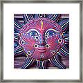 Mexican Sun Face Art - Purple Sun Face Framed Print