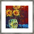 Sunflowers A Blaze Framed Print