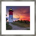 Sunrise Over Nauset Lighthouse On Cape Cod National Seashore Framed Print