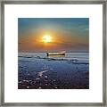 Tranquil Sunset And Boat Jurmala Framed Print