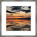 Sunset And Reflections At The Lake Framed Print