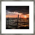 Sunset And Stilt Fishermen Framed Print