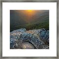 Sunset At Linville Gorge Hawksbill Mountain North Carolina Framed Print