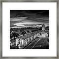Sunset At The Train Depot In Venice, Florida, Bw 2 Framed Print