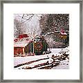 Sunset Barn In The Snow Framed Print