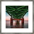 Sunset Beneath The Mackinac Bridge Framed Print