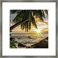 Sunset In Paradise, Seychelles Framed Print