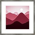 Sunset In The Mountains Red Abstract Minimalism Framed Print