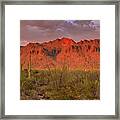 Sunset Light On The Tucson Mountains, Arizona Framed Print