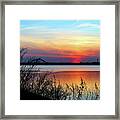 Sunset On The Delaware River With Tacony Palmyra Bridge To Philadelphia Framed Print