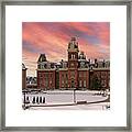 Sunset Over Snow Covered Woodburn Hall At Wv University Framed Print