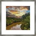 Sunset Over The Chattahoochee At Sweetwater Creek State Park Framed Print