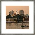 Sunset Over The Nile River In Cairo In Egypt Framed Print